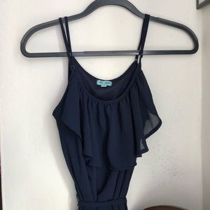 Elegant Spaghetti Strap Ruffle Hi-Low Dress